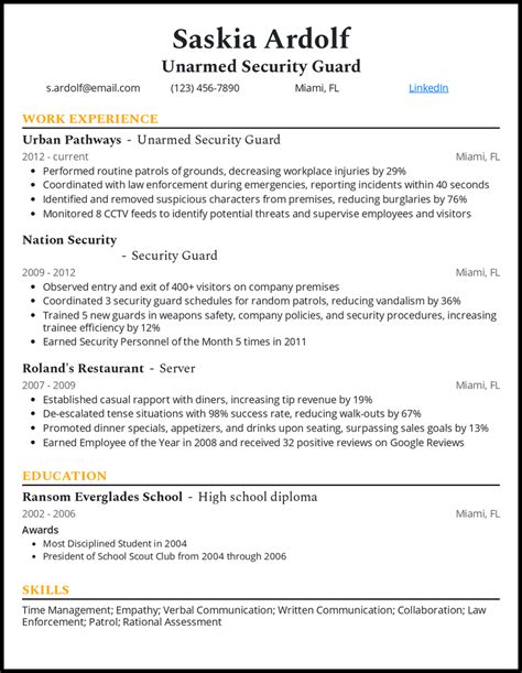 Security Guard Resume Examples and Templates for 2024.